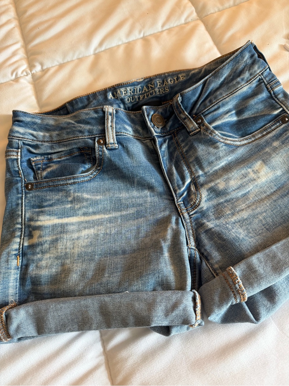 American Eagle Outfitters Blue Washed Boyfriend Denim Shorts